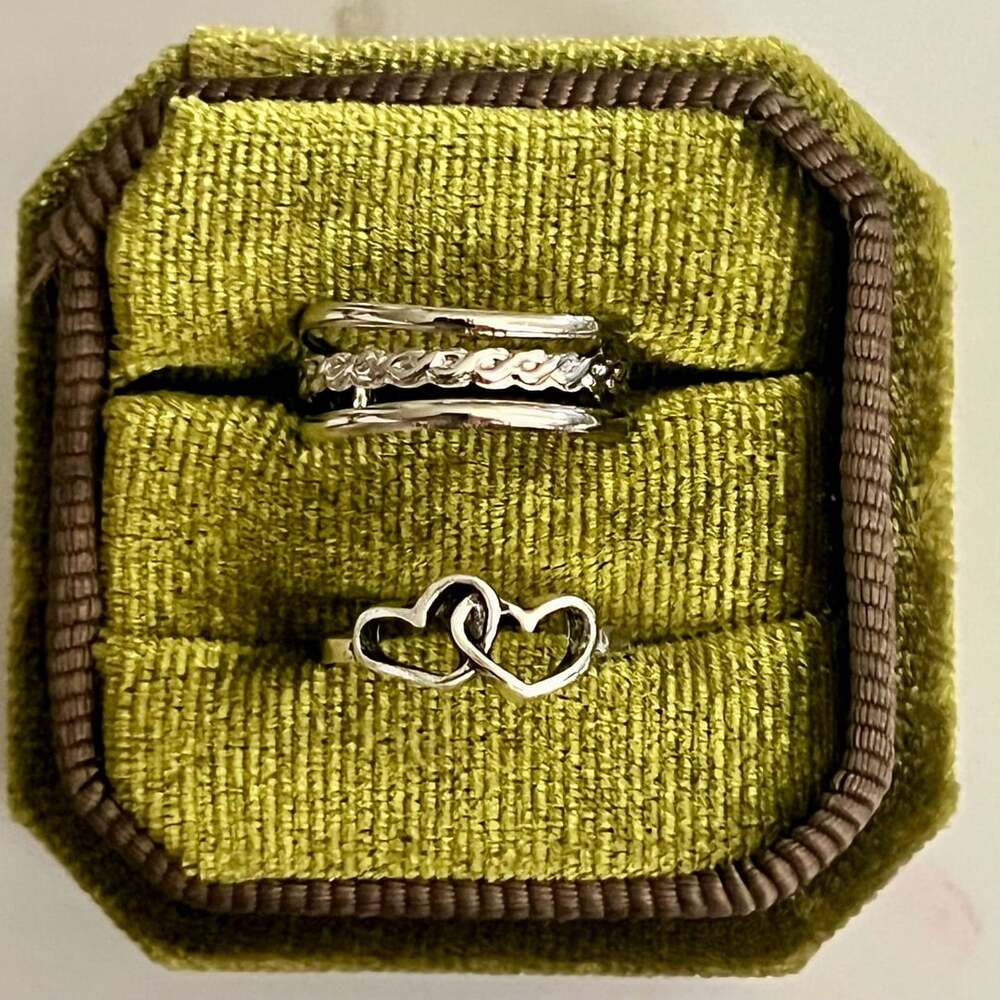Sterling Silver Double Hearts Adjustable Toe Ring Set